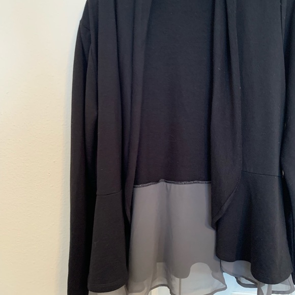 LOGO Lounge by Lori Goldstein French Peplum Cardigan with chiffon trim - Picture 5 of 5